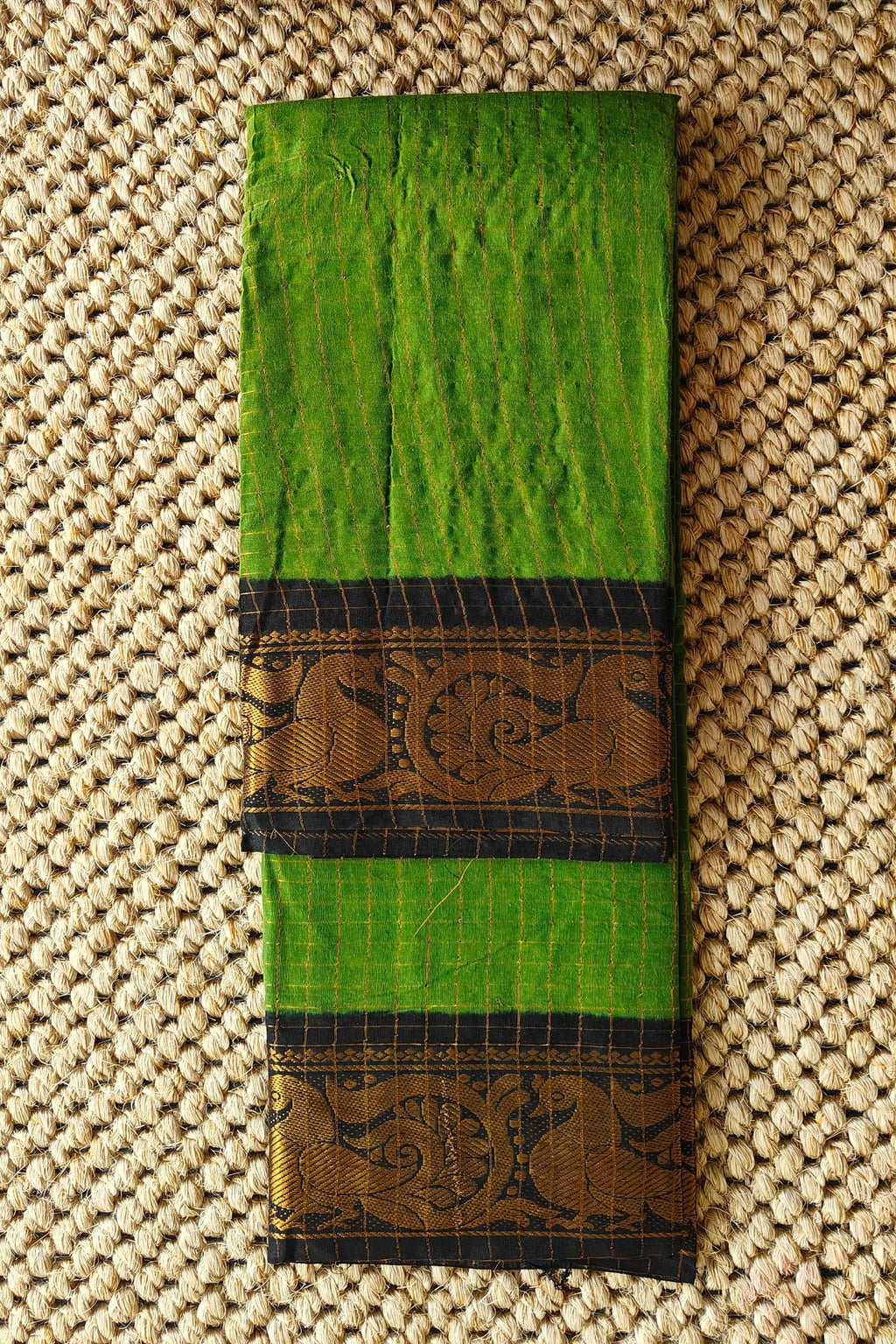 Madurai Sungudi Cotton :Green and Black