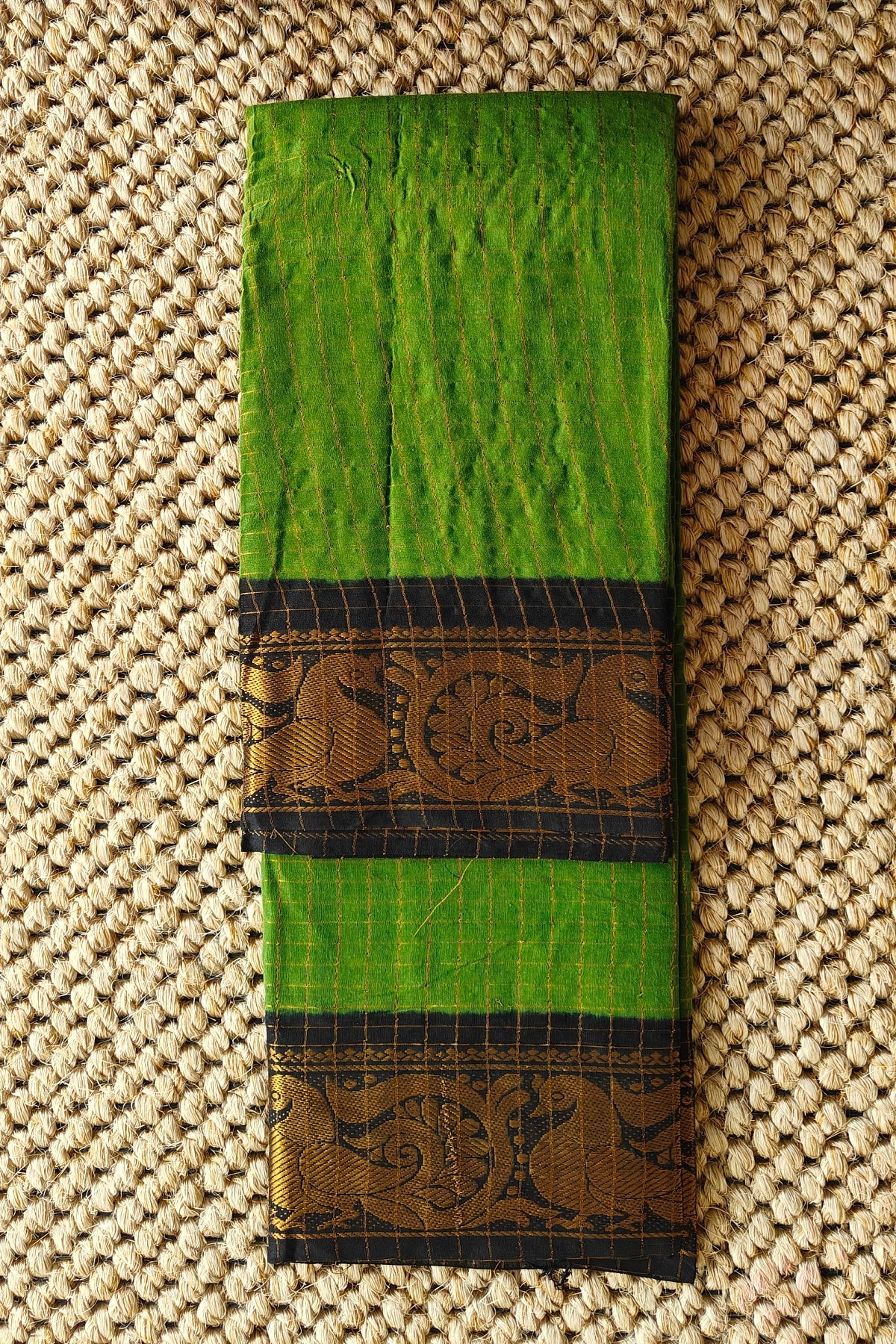 Madurai Sungudi Cotton :Green and Black