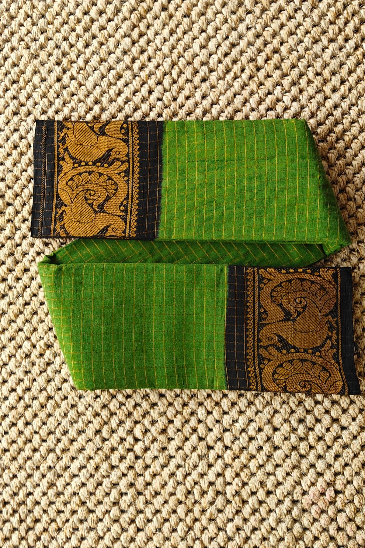 Madurai Sungudi Cotton :Green and Black