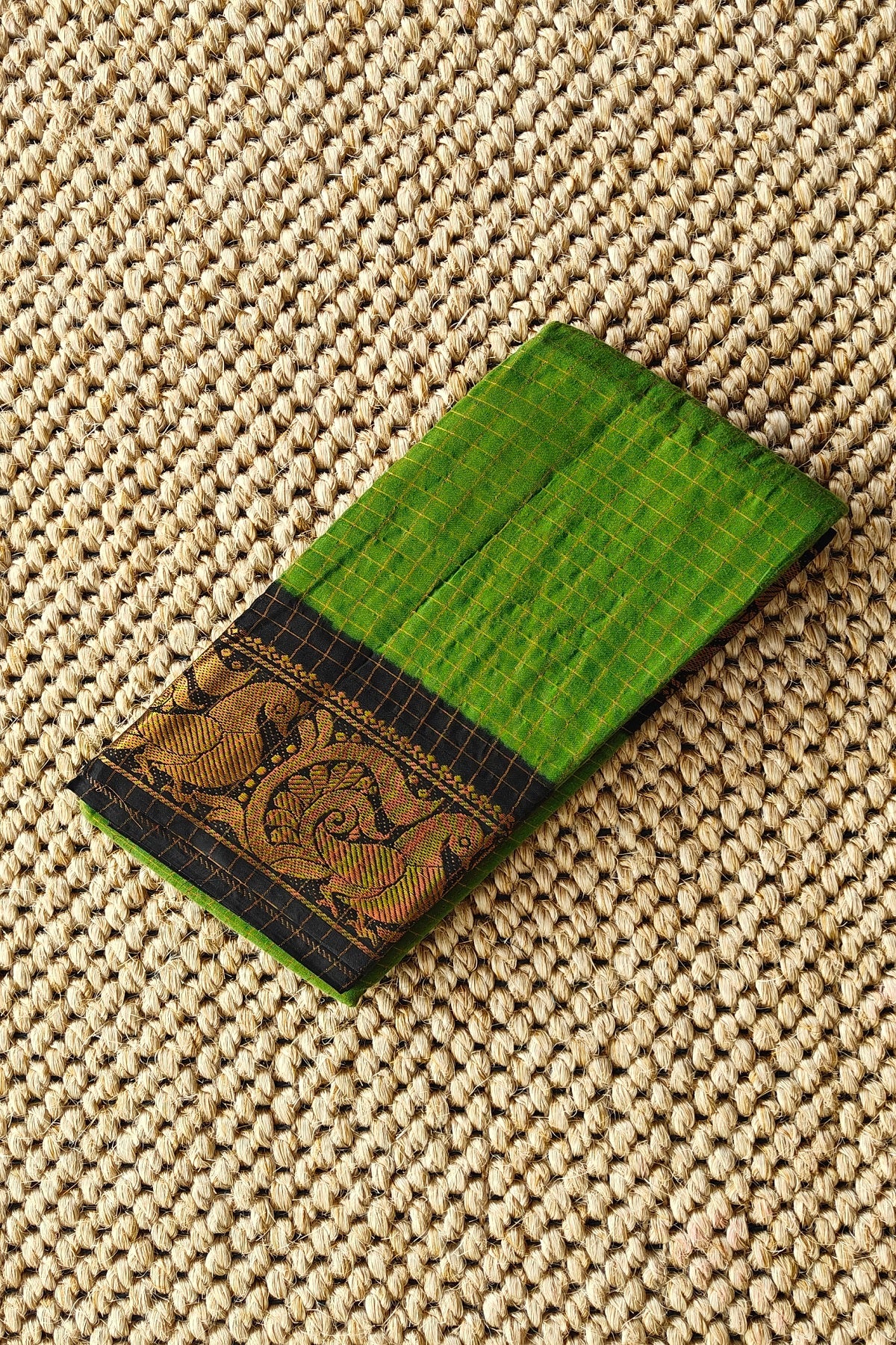 Madurai Sungudi Cotton :Green and Black
